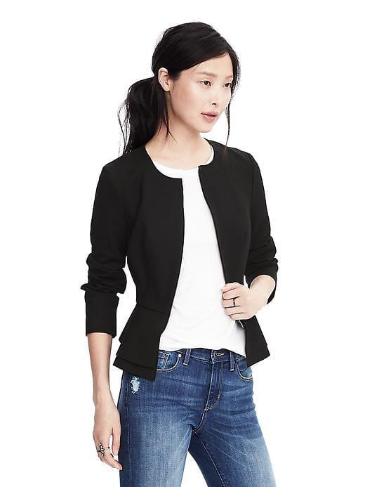 Banana Republic Womens Peplum Fitted Zippered Jacket - Black