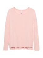Banana Republic Womens Soft-stretch Long-sleeve Relaxed T-shirt Light Pink Pearl Size Xxs