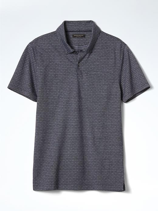 Banana Republic Mens Slim Luxury-touch Jacquard Polo Shirt Navy Size L