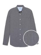 Banana Republic Mens Camden Standard-fit Luxe Poplin Plaid Shirt Blue Gray Size L