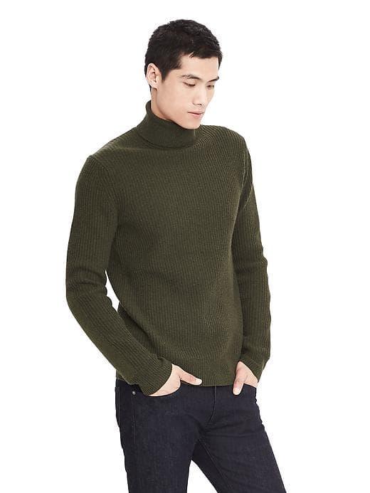 Banana Republic Mens Heritage Elbow Patch Turtleneck - Green