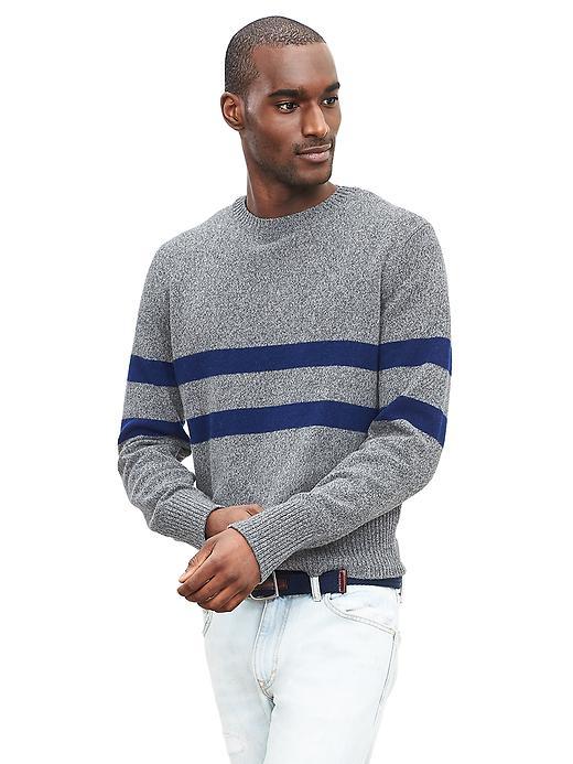 Banana Republic Mens Bold Stripe Crew Pullover Size L Tall - Gray Heather