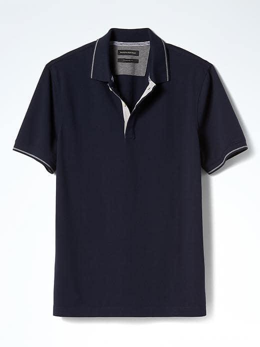 Banana Republic Mens Tipped Pique Polo - Navy