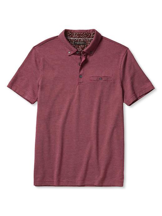 Banana Republic Mens Birdseye Pocket Polo Size L Tall - Red Rhine
