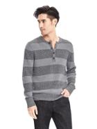 Banana Republic Mens Cotton Cashmere Stripe Henley Pullover Size L Tall - Urban Gray