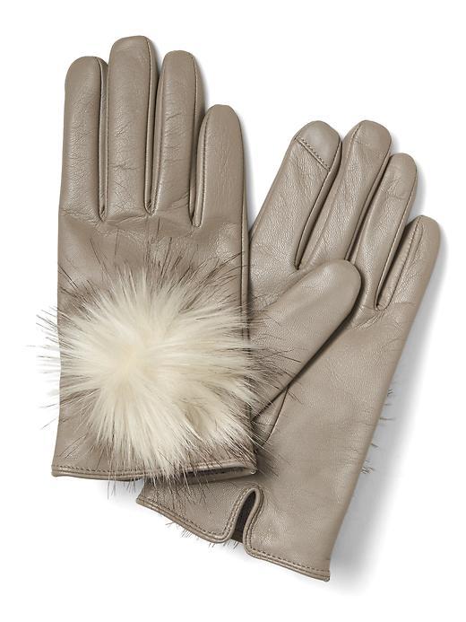 Banana Republic Faux Fur Pom Glove - Light Gray
