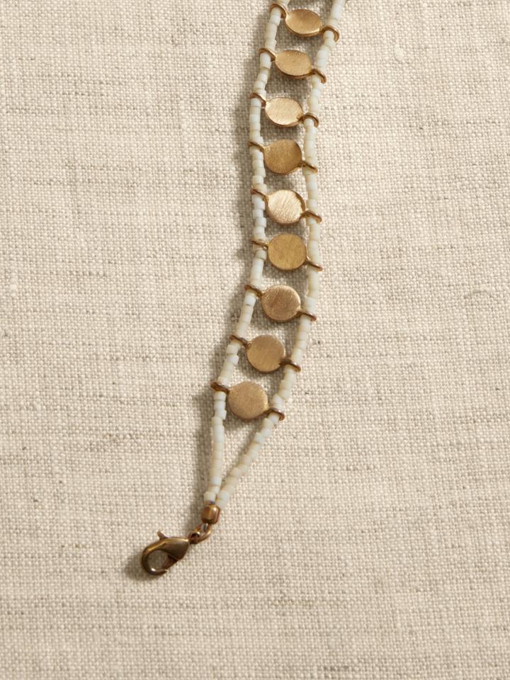 Ulani Brass Disc Beaded Bracelet | Aureus + Argent