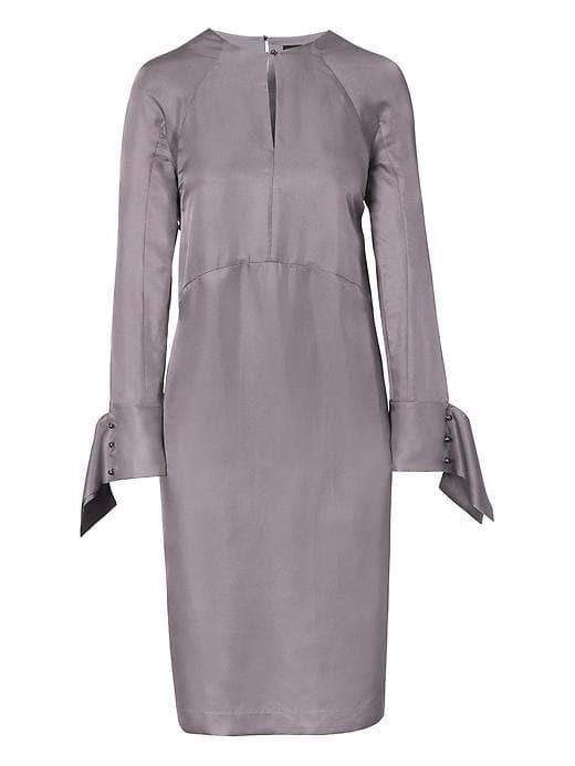 Banana Republic Womens Heritage Silk Seamed Midi Shift Dress - Luxe Gray