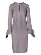 Banana Republic Womens Heritage Silk Seamed Midi Shift Dress - Luxe Gray