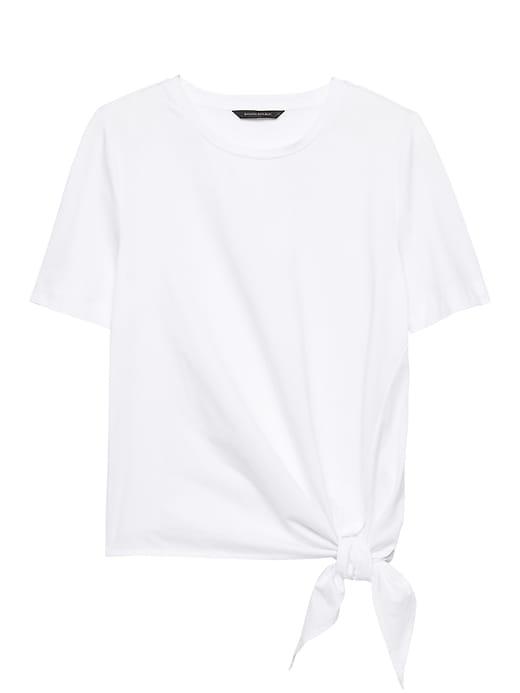Banana Republic Womens Supima Cotton Tie-front Crew White Size Xxl