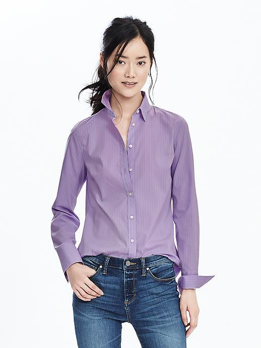 Banana Republic Riley Fit Lilac Shirt Size 0 Petite - Lilac Combo