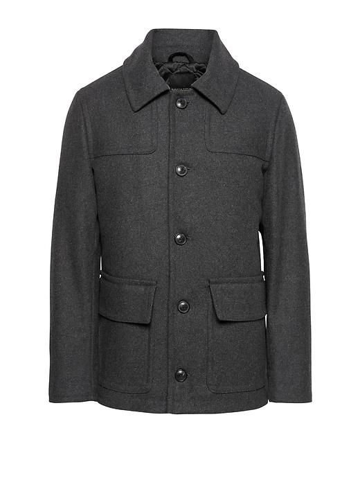 Banana Republic Mens Italian Melton Wool Blend Two-pocket Coat Dark Charcoal Size L