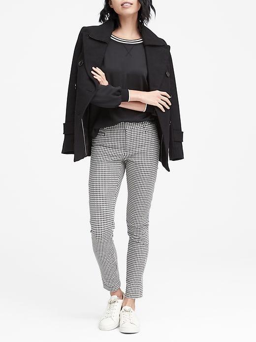Banana Republic Womens Petite Sloan Skinny-fit Houndstooth Ankle Pant Black & White Size 14