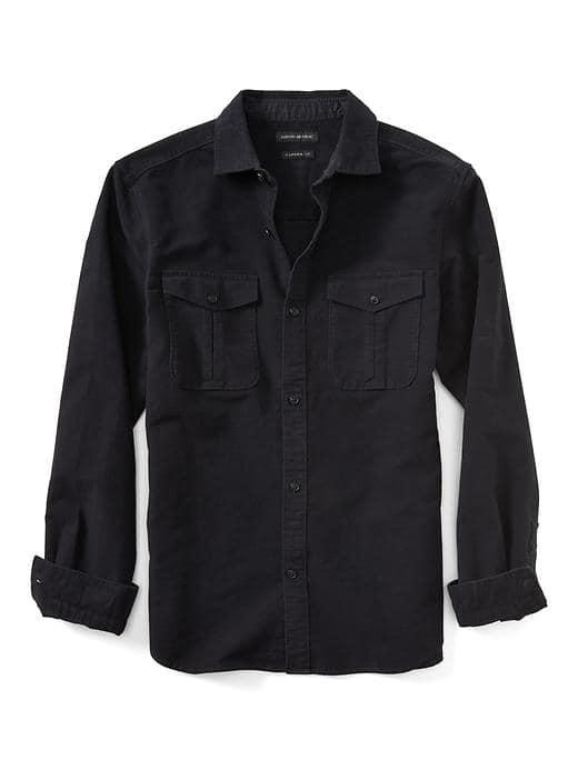 Banana Republic Mens Camden Fit Utility Shirt - Navy Star