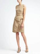 Banana Republic Womens Linen Blend Peplum Utility Dress - Golden Sand