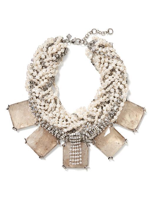 Banana Republic Pearl Focal Necklace Size One Size - Silver
