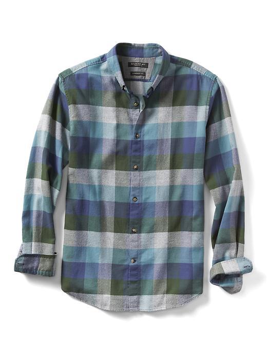 Banana Republic Mens Camden Fit Luxe Flannel Buffalo Check Shirt - Green
