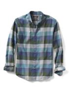 Banana Republic Mens Camden Fit Luxe Flannel Buffalo Check Shirt - Green