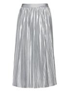 Banana Republic Womens Metallic Pleated Midi Skirt Bright Silver Size 4
