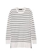 Banana Republic Womens Petite Machine-washable Merino Sweater Tunic With Zipper Accent Stone Stripe Size Xs
