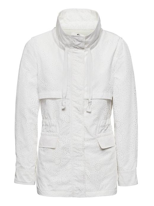 Banana Republic Womens Petite Life In Motion Water-repellent Utility Jacket White Size M