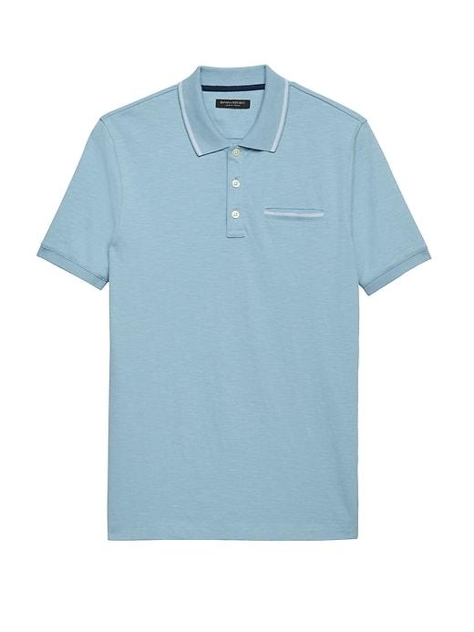 Banana Republic Mens Luxury-touch Polo Shirt Mist Blue Size Xxs