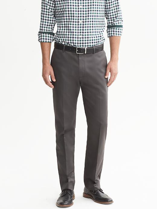 Banana Republic Tailored Slim Non Iron Cotton Pant - Natural Grey