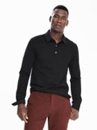 Banana Republic Mens Long Sleeve Performance Polo Size L Tall - Black