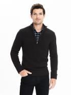 Banana Republic Mens Rib Yoke Half Zip Size Xl Tall - Black