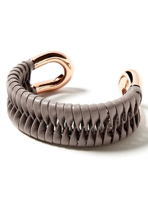 Banana Republic Womens Giles & Brother   Leather Wrapped Skinny Cuff Taupe Size One Size