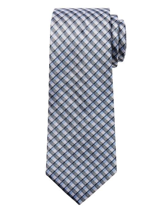 Banana Republic Mens Mini Check Silk Nanotex Tie Light Blue Size One Size