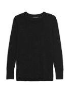 Banana Republic Womens Petite Metallic Wool-modal Crew-neck Sweater Black & Anthracite Size M
