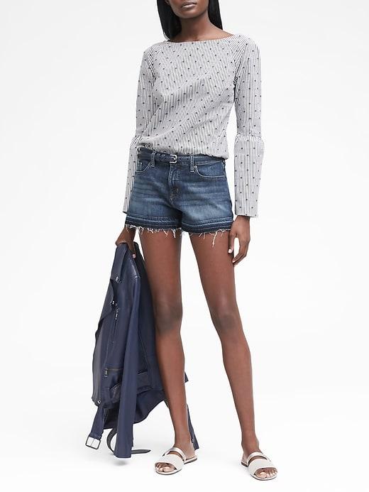 Banana Republic Womens Raw-hem Medium Wash 3 Denim Short Dark Indigo Size 4