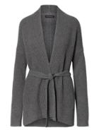 Banana Republic Womens Italian Superloft Ribbed Belted Cardigan Charcoal Size M