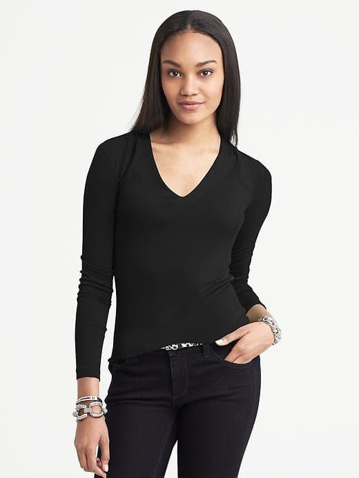 Banana Republic Piped Long Sleeve Bella Dream Tee - Black
