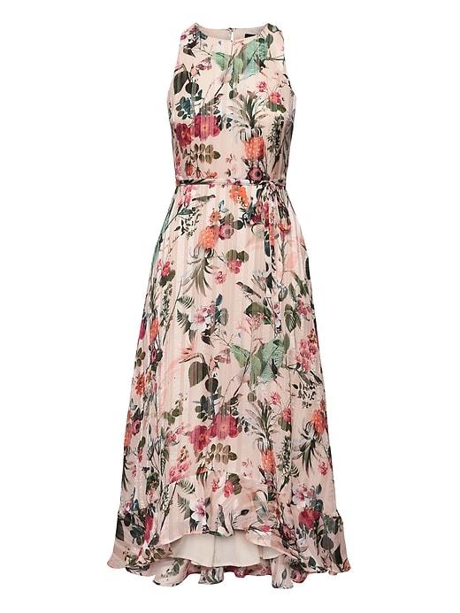 Banana Republic Womens Petite Botanical Print Fit-and-flare Maxi Dress Floral Size 0