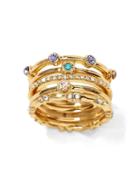 Banana Republic Womens Multi Colored Stone Stack Ring Gold Size 6