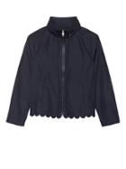 Banana Republic Womens Water-resistant Scallop-hem Jacket With Packable Hood Navy Size S