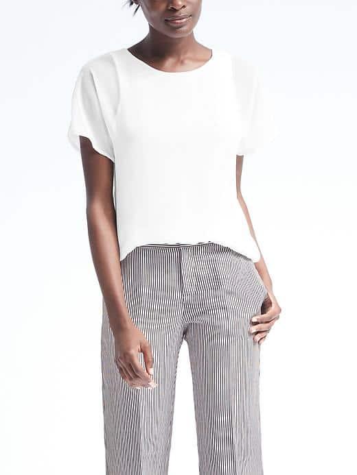 Banana Republic Sheer Sleeve Overlay Top - White