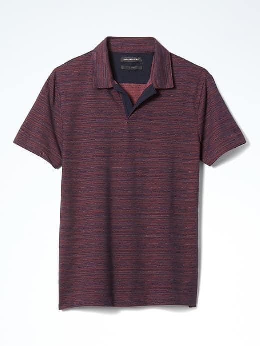 Banana Republic Mens Slim Pique Stripe Polo - Deep Wine