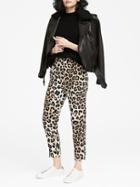 Banana Republic Womens Hayden Tapered-fit Pull-on Leopard Print Ankle Pant Leopard Print Size L