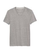 Banana Republic Mens Vintage V-neck T-shirt Heather Light Gray Size Xxs