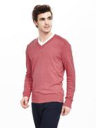 Banana Republic Mens Silk Linen Vee Pullover Size L Tall - Pink