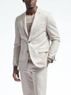 Banana Republic Mens Slim Heritage Cream Cotton Linen Suit Jacket - Cream