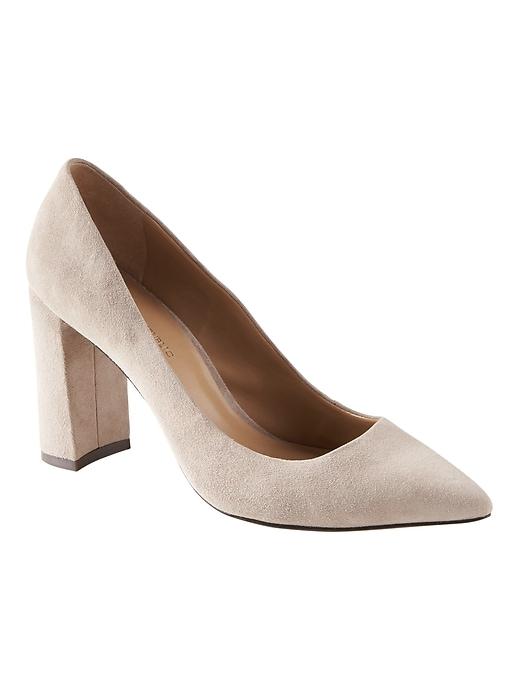 Banana Republic Womens Madison 12 Hour Block Heel Pump - Greige Suede