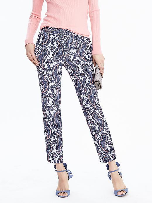 Banana Republic Avery Fit Paisley Print Crop Pant Size 12 Petite - Br Spice Paisley Blue