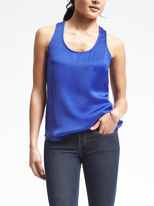 Banana Republic Womens Easy Care Crepe Scoopneck Tank - Royal Blue