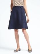 Banana Republic Womens Belted Fit And Flare Skirt - Navy Star