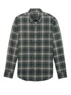 Banana Republic Mens New Slim-fit Luxe Flannel Plaid Shirt Olive Green Size Xs