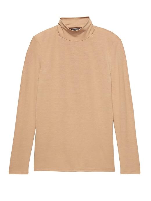 Banana Republic Womens Threadsoft Turtleneck T-shirt Camel Size L